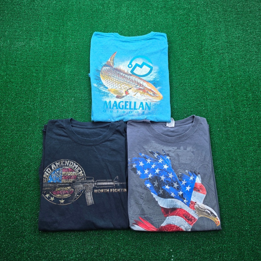 Mixed Graphic Tshirt Mens 2XL Magellan Patriotic 2nd Amendment Bundle Lot of 3